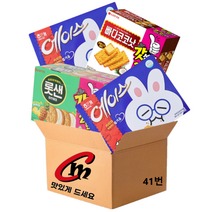 cm전용 박스 41번 대용량 비스켓 3종 모음 합6개 (에이스2개+빠다코코낫2개+롯데샌드2개), 1세트