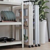 슬림사이즈 파스텔컬러 세련된디자인 틈새정리 무빙 선반 트롤리 3단 4단, 케니트롤리3단 카키베이지