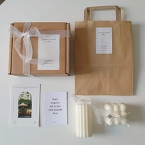 큐브 태양 캔들 선물 세트 (선물포장 쇼핑백 포함) 오브제 집들이 양초 크리스마스 봉봉, 다우니후레쉬