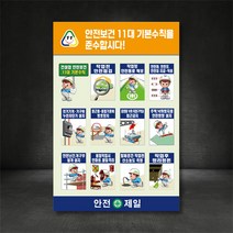 안전보건 11대 기본수칙 건설업 안전점검 표지판 주문제작, 400×600, 철판