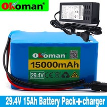 전동휠체어 노인전동차 okoman 7s5p 24v 15ah 배터리 팩 250w 29.4v 15000mah 휠체어 전기 자전거 + 충전기 용 리튬 이온 배터리
