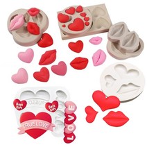 모양틀 입체 두꺼운 월병 립 하트 사랑 모양 실리콘 몰드 sugarcraft 쿠키 컵케익 초콜릿 베이킹 몰드 퐁당 케이크 도구 몰드 가정용 베이킹, 초록