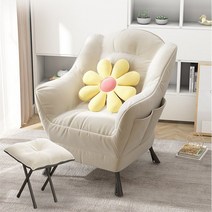 YISOKO 스웨이드 1인용쇼파 탈부착 가능 (발받침체어 스툴 포함), 흰색