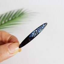 프랑스핀 호피 마블 큐빅 슬림 타원 옆머리 미니 수동 똑핀