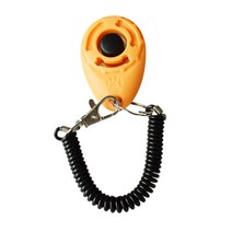 1pc 애완 동물 고양이 개 훈련 리모콘 스마트 플라스틱 개 클릭 트레이너 보조 가이드 조절 가능한 손목 스트랩 사운드 키 체인 개 휘파람, 주황색