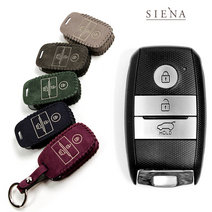 세미Luxury 기아J 올뉴모닝 더뉴모닝 키케이스 3버튼 누벅 가죽 스마트키 케이스 차키 홀더 키 커버 각인 자동차 첫차 선물, 베이지 Beige