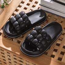로로스키니 여성 실내 사무실 쿠션 슬리퍼 층간 소음 키높이 거실화 4cm, 블랙