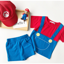 바로배송 슈퍼마리오 치마 바지세트 모자포함 마리오모자 어린이집 유치원 행사 여아 남아 생일룩 답례품 선물