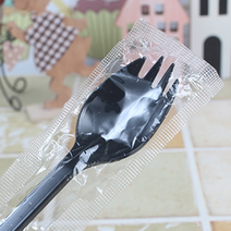 블랙 포카락 일회용숟가락 16cm 300p, 개별 T형 16cm 300개