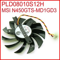 PLD08010S12H 12V 0.25A 75mm 3 와이어 4Pin 팬 MSI N450GTS-MD1GD3 그래픽 카드 냉각 팬, 한개옵션0
