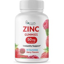 미국직구 닥터스 파인스트 아연 50mg 껌 채식주의자 GMO 프리 & 글루텐 프리 비타민 그레이트 테이스팅 베리 향료 펙틴 츄스 식품 60회 복용 30회 복용, 수량, 상세참조