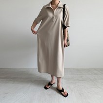 원단 좋은 베이직 PK 피케이 카라 루즈핏 반팔 롱원피스