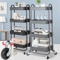 거실 주방수납카트 이동식수납함 4단카트 식당 배식 부엌 바퀴 서빙용 선반카트 카트선반 음식점, 디트 이동식트롤리 4단 화이트