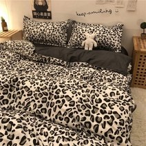 라지킹침구 레오파드 패턴 패션 침구 세트 싱글 더블 퀸 킹 이불 커버 침구 세트 2022, white black Leopard