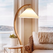 거실스탠드조명 장스탠드 플리츠 플로어 1등 우드 스탠딩등, 플리츠 장 스탠드 볼구12W_주광(하얀빛)