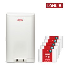 LOML 냄새차단 쓰레기통 페달 휴지통 29L 대용량 + 리필5매입, 화이트세트 (LD29W+L28R5)