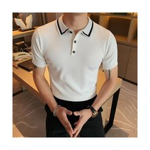여름 니트 셔츠 남성 컬러 반바지 소매 통기성 캐주얼 슬림 맞는 비즈니스 사회 복장