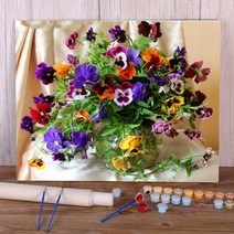DIY 피포페인팅 유화 그리기 명화 그림꽃꽂이 페인트 키트 오일 40x50 캔버스 벽 그림 그리기, 01 HMA41860_06 36 colors 50x70