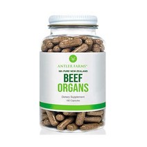Antler Farms - 100% Pure New Zealand Beef Organs - Heart Liver Kidney 180 Capsules 400mg - Grass