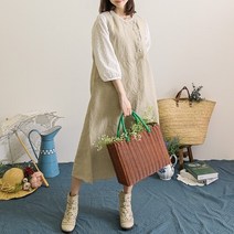 내추럴가든 프론트 버튼 린넨 나시원피스