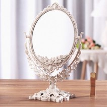 키알리 예쁜 엔틱 타원형 공주 탁상 거울 화장대 스탠드 양면 거울, 제품선택, 21.5cm
