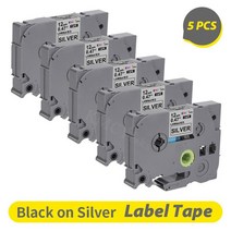 5 개 TZ-231 몫 TZ231 라벨 테이프 12mm 라미네이트 tze-221 리본 호환 형제 메이커 pth110 tze-131 tz631, [10] 5PK Black on Silver, [05] 24mm