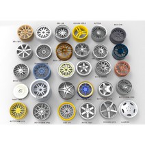 4Pcs 118 스케일 자동차 모델 휠 19 수정 사용자 정의 TE37 BBS ROTIFORM GTR 184ce28 토스 휠 허브, [15] WORK CR2P