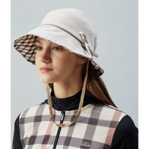 [BEST GOLF GIFT] 베이지 리본장식 마스크끈 겸용 체크햇 DNHE2E901I1, 밝은 베이지