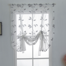 짧은 voile 주방 커튼 수 놓은 tulle sheer cortina 블라인드 거실 침실 창 treament 커튼 로마 커튼
