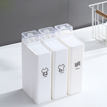 세탁 세제 소분 용기 가루 액체 리필 세제통 흘립방지캡 투명 라벨, 분말세제