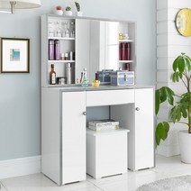 [KT알파쇼핑][착불배송] 젤라또 수납 거울 화장대 세트 900, 젤라또 오픈형 화장대/화이트