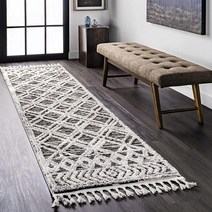 NuLOOM Ansley 모로코 격자 러너 러그 6인치 x 3.5m(2피트 6인치 x 12피트) 그레이, Grey