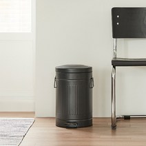 한샘 심플빈티지 페달 휴지통 12L 매트블랙, 단품