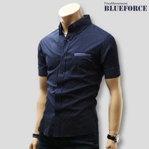 블루포스 코리아 토딘-스판 반팔 남방(JJNSM5) 남자셔츠 도트 패턴 셔츠