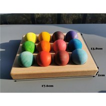 몬테소리 원목교구 가베 완구 블록 쌓기 원기둥 완구 레인보우 컬러 발도르프 우드, rainbow ball in tray