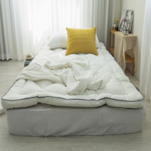 폭신한 사계절 구름 토퍼 침대패드 바닥이불 알러지케어 아토피예방, 화이트, 뱀부 토퍼 S