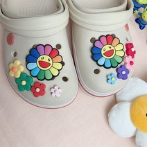 [SAMIN] 10P 꽃무지개꽃 파츠 스마일꽃 슬리퍼 실내화 신발 악세서리 파츠 모음 고무