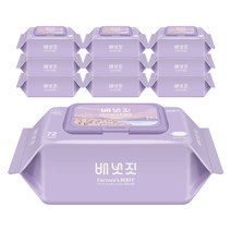 배냇짓 파머스루트 바이올렛70 아기 물티슈 캡형, 72매, 10팩