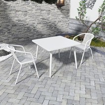 파라솔세트 대형 야외 옥상그늘막 비치 낚시 피크닉 편의점 카페 캠핑 접이식 테라스, 80 화이트 철제 사각 테이블+2 의자