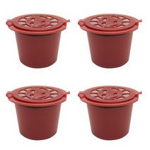 네스프레소 머신 용 1-5x 리필 가능 재사용 커피 캡슐 필터 컵 스푼 브러쉬 세트, Red 4PCS