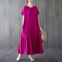 [이꾸띠] 클라우드리 여성 여름 라운드넥 리본 무지 주머니 포인트 프리 4컬러 플리츠 원피스