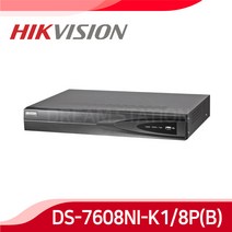 하이크비전 DS-7608NI-K1/8P 8MP 8POE 8채널 NVR CCTV IP 녹화기, 미포함
