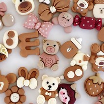 예쁜 브라운색 파츠 랜덤 50개 데코덴 대용량 도매 슬라임 토핑 동대문 탑꾸 레진 재료, 브라운색 랜덤 50개