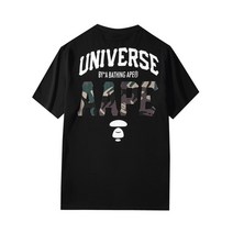 타이드 브랜드 Aape 반팔 남성 ape 머리 글자 위장 반사 ape 얼굴 글자 인쇄 느슨한 티셔츠 여성