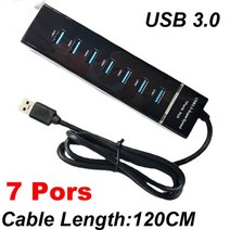 usb멀티허브 맥북 3.0 도킹허브USB 3.0 4/7 포트 허브 분배기 어댑터 케이블 길이 30/120cm 데스크탑 PC, 04 7 PortsBlack 120CM
