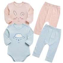 그린베베 국내생산 리틀라인 후라이스 바디슈트 2종세트