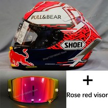 쇼웨이 헬멧 쇼에이 바이크 홍진 클래식 오토바이 X-14 풀 페이스 오토바이 헬멧 마르케즈 로터스 레드, 12 Rose red Viosr