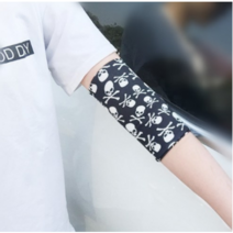 팔꿈치보호대 스커트운동 팔목보호대 팔 보호커버 남성헬스 땀흡수 팔뚝 팔토시 가림흉터 문신 온실 여름 매우얇은, C07-15cm해골머리 팔목보호대-H82