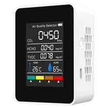 공기측정기 가정용 이산화탄소 공기질 측정기 CO2 공기 감지기 5 In 1 TVOC HCHO 온도 습도 분석 기기 이산, 한개옵션1, 01 5 In 1