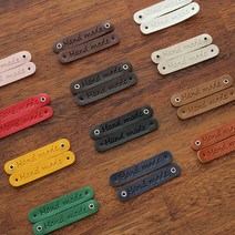 핸드메이드 컬러라벨 천연가죽/인조가죽 6개입 64mmx12mm, 인조+장식형+브라운 (6개입)